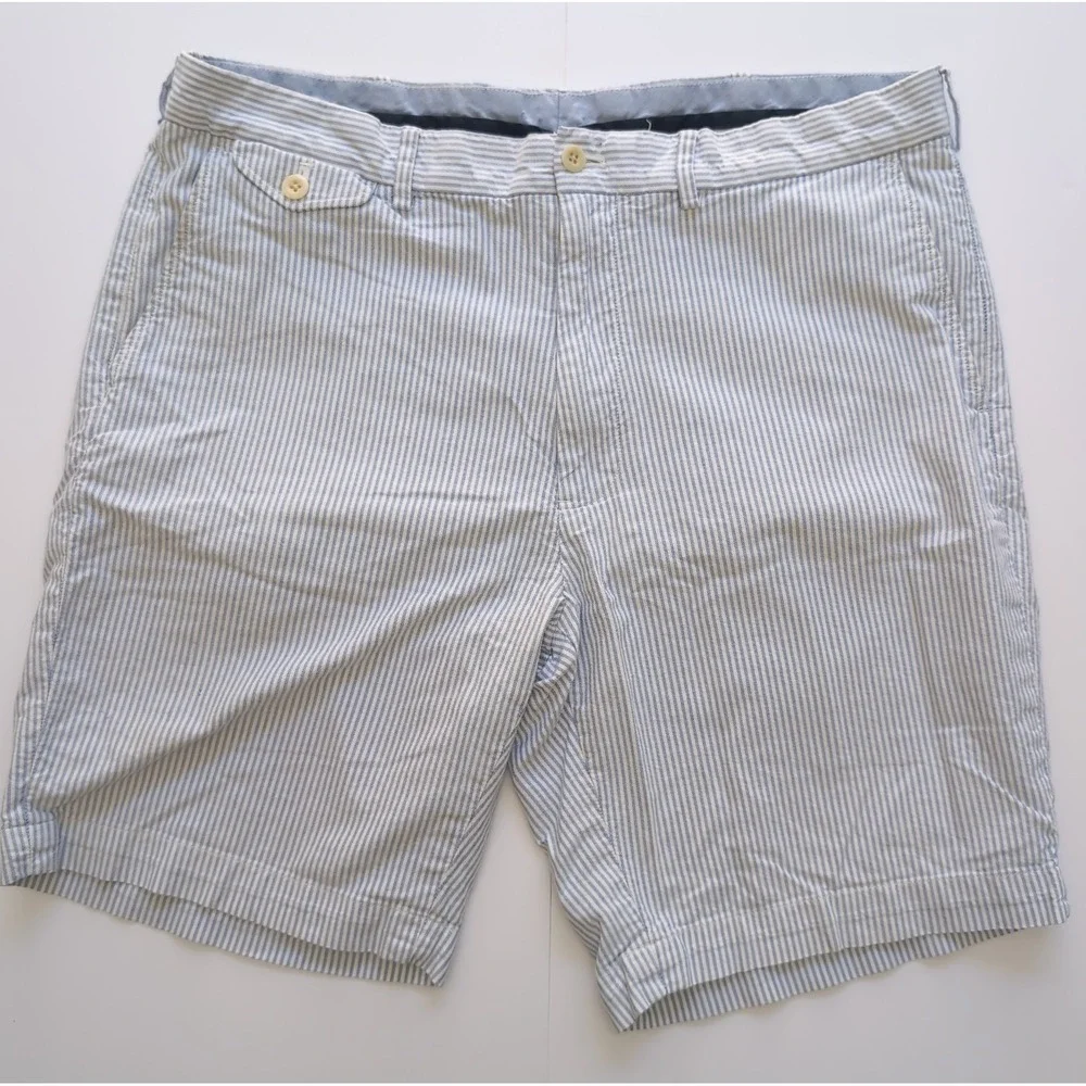 Polo Ralph Lauren Golf Shorts Mens 36 Blue White Striped Seersucker Classic